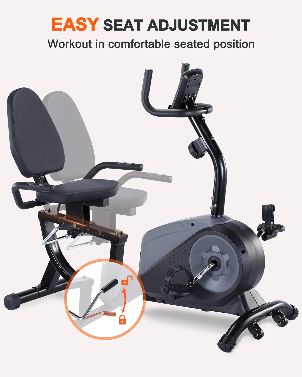 Recumbent Exercise Bike with 16 Levels Resistance 350 lb Weight Capacity Y764169