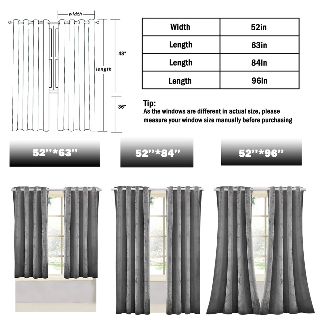 2 Piece Blackout Velvet Curtains L611
