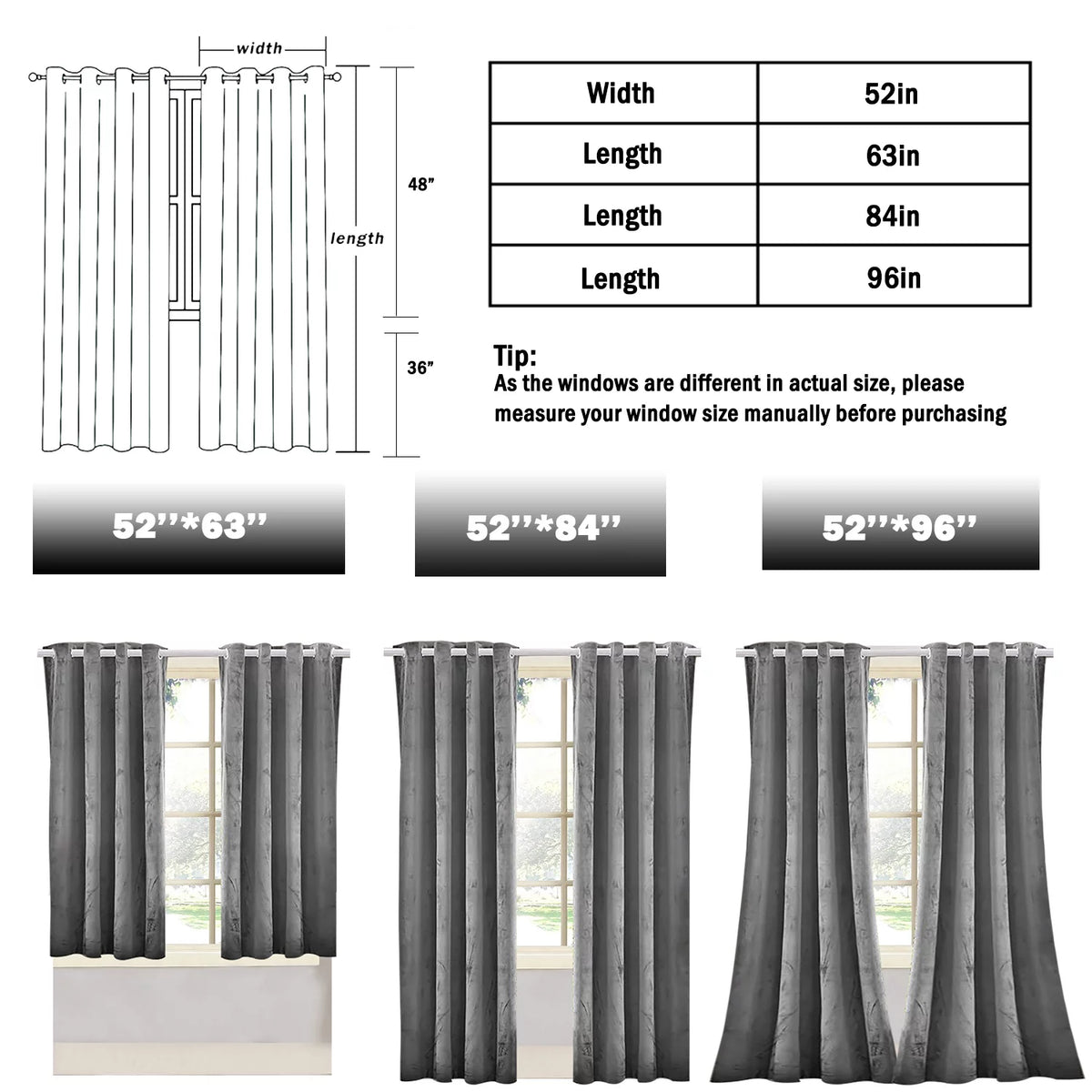 2 Piece Blackout Velvet Curtains L611