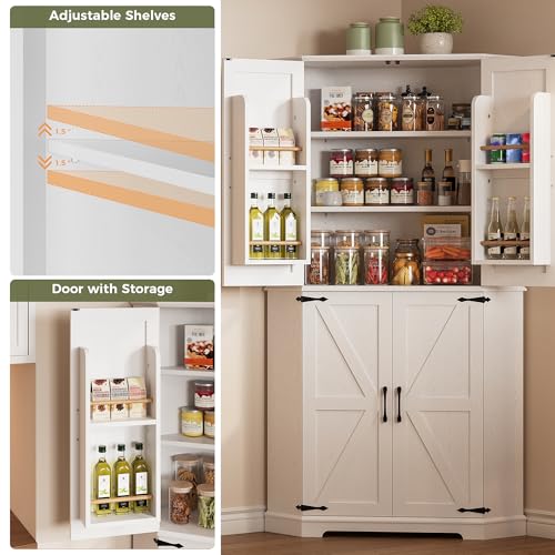 72" 6-Tier Corner Pantry Cabinet with Adjustable Shelves I703395