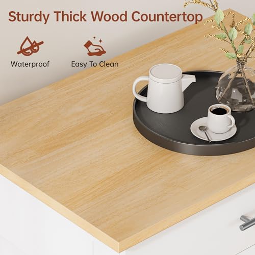 White Rolling Kitchen Island with Storage W668592