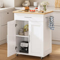 White Rolling Kitchen Island with Storage W668592
