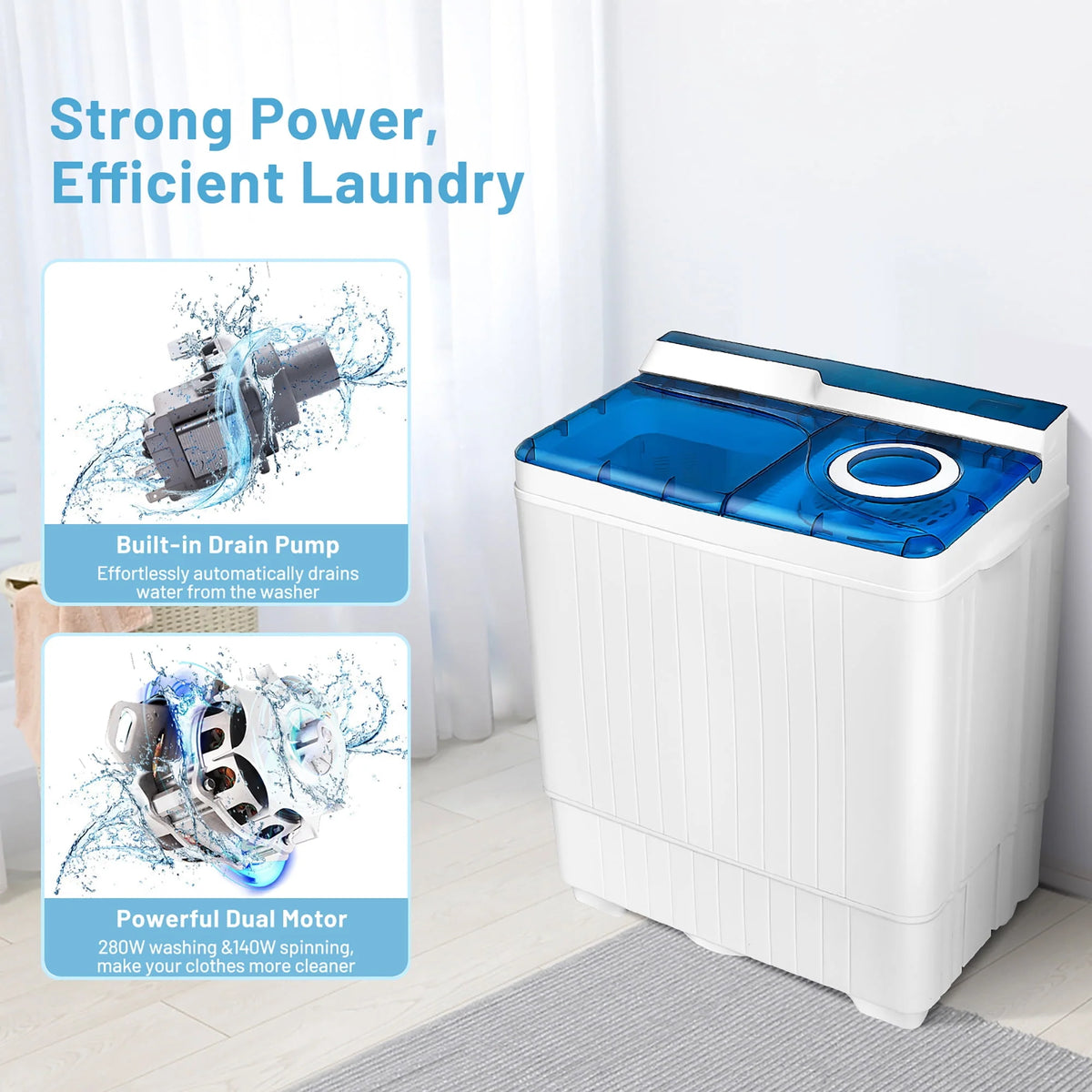Portable Semi-automatic Washing Machine Blue A375959
