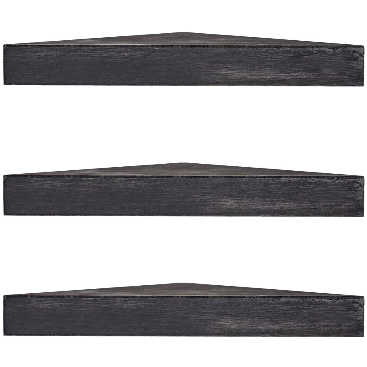 Black Set of 3 Wood Floating Corner Shelves J196589