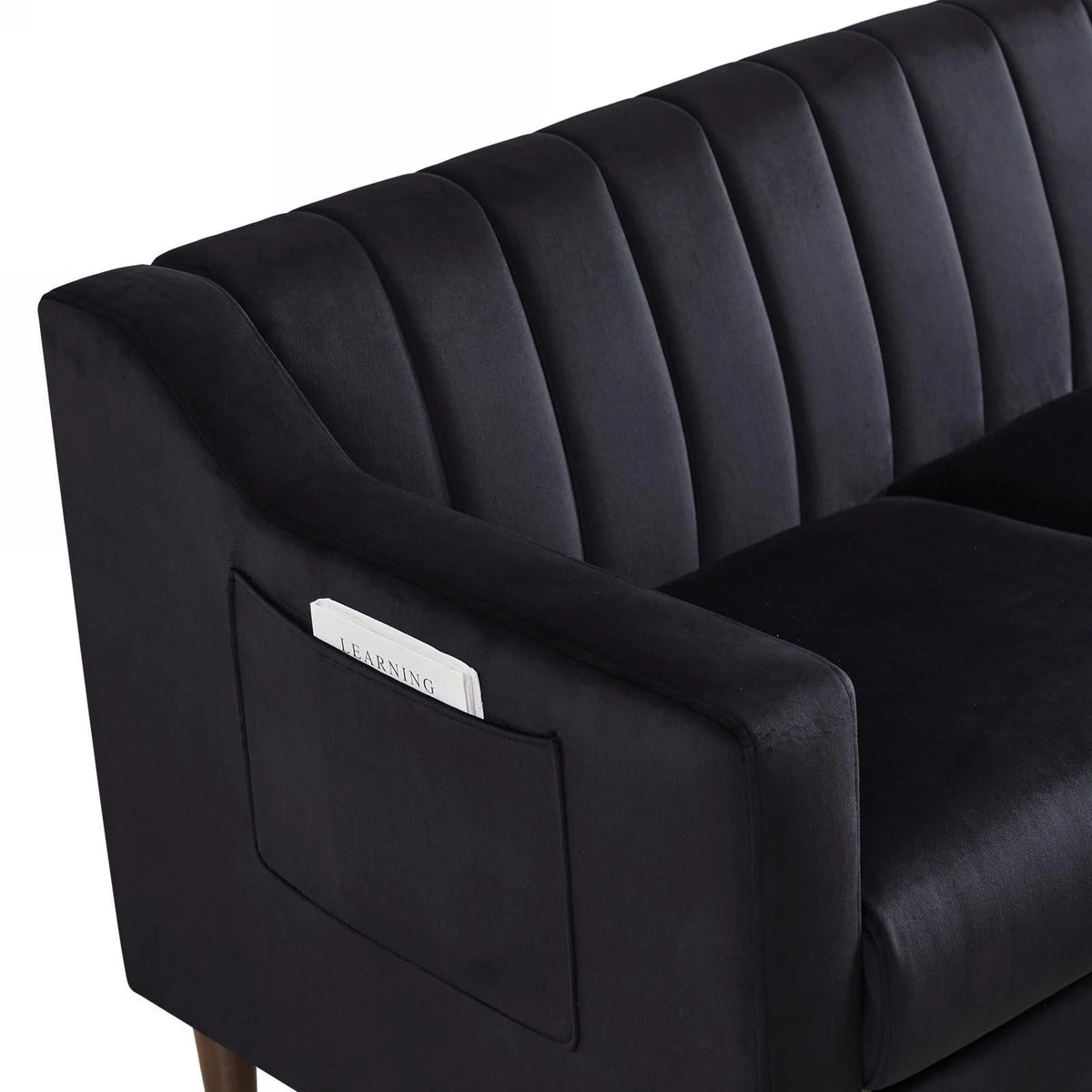 Velvet Upholstered Chesterfield Sofa with Wooden Legs S543265