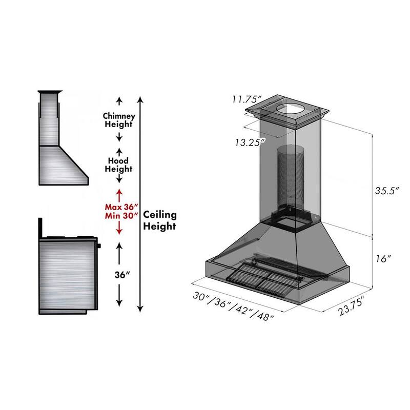 48 in. 700 CFM Ducted Wall Mount Range Hood W982
