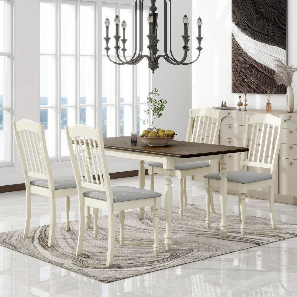 Extendable Dining Table Set with Butterfly Leaf and Upholstered Chairs R7916