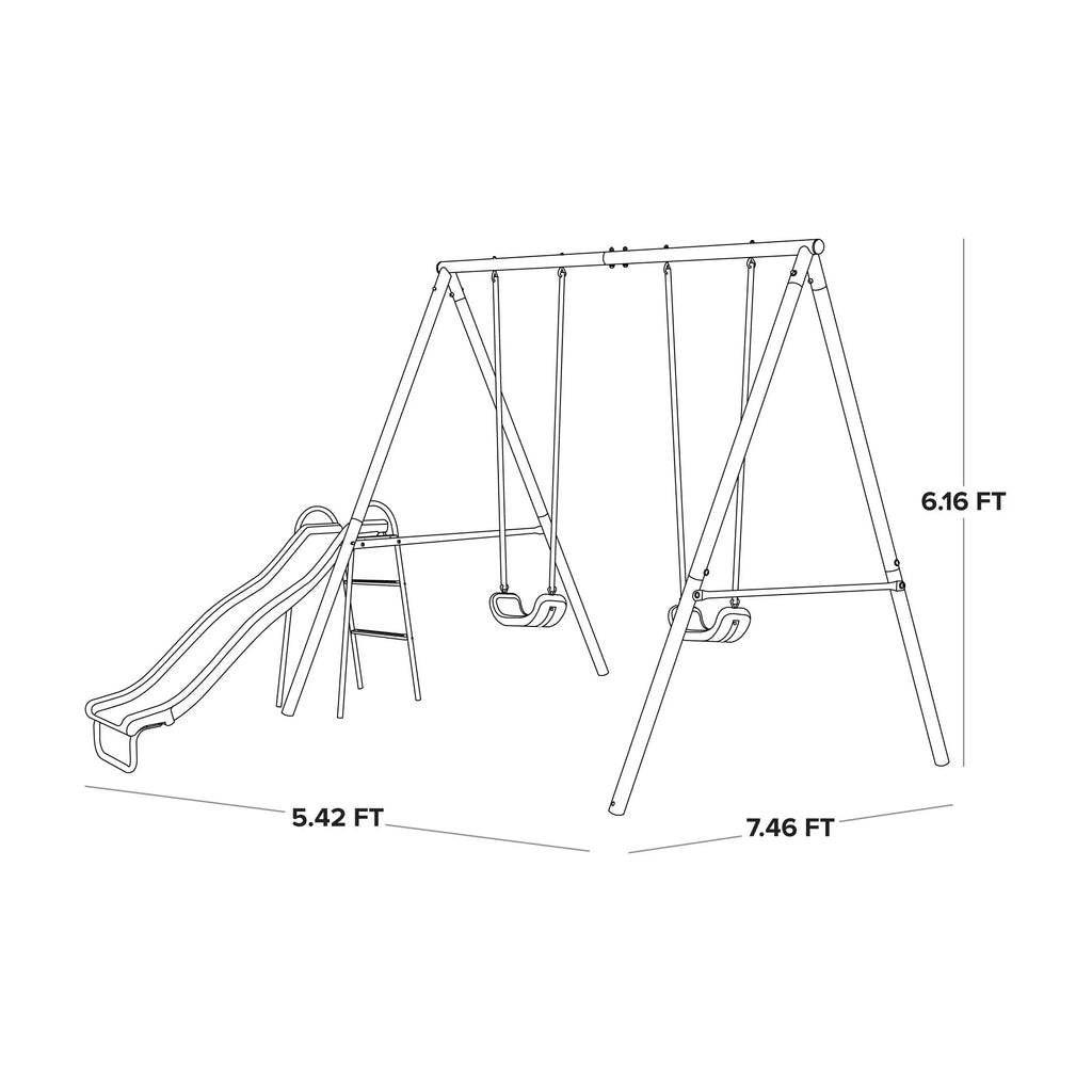Metal Swing Set with 2 Swings and Slide M838303
