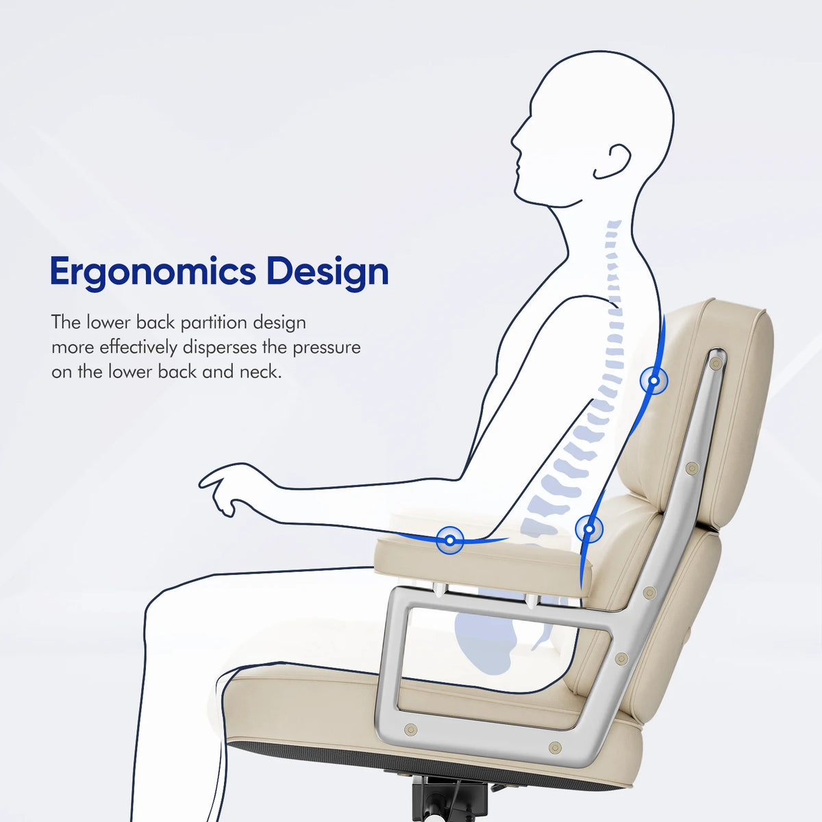 White Genuine Leather Office Chair I263798