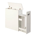 White Slim Bathroom Storage Cabinet with Slide-Out Shelf W3421
