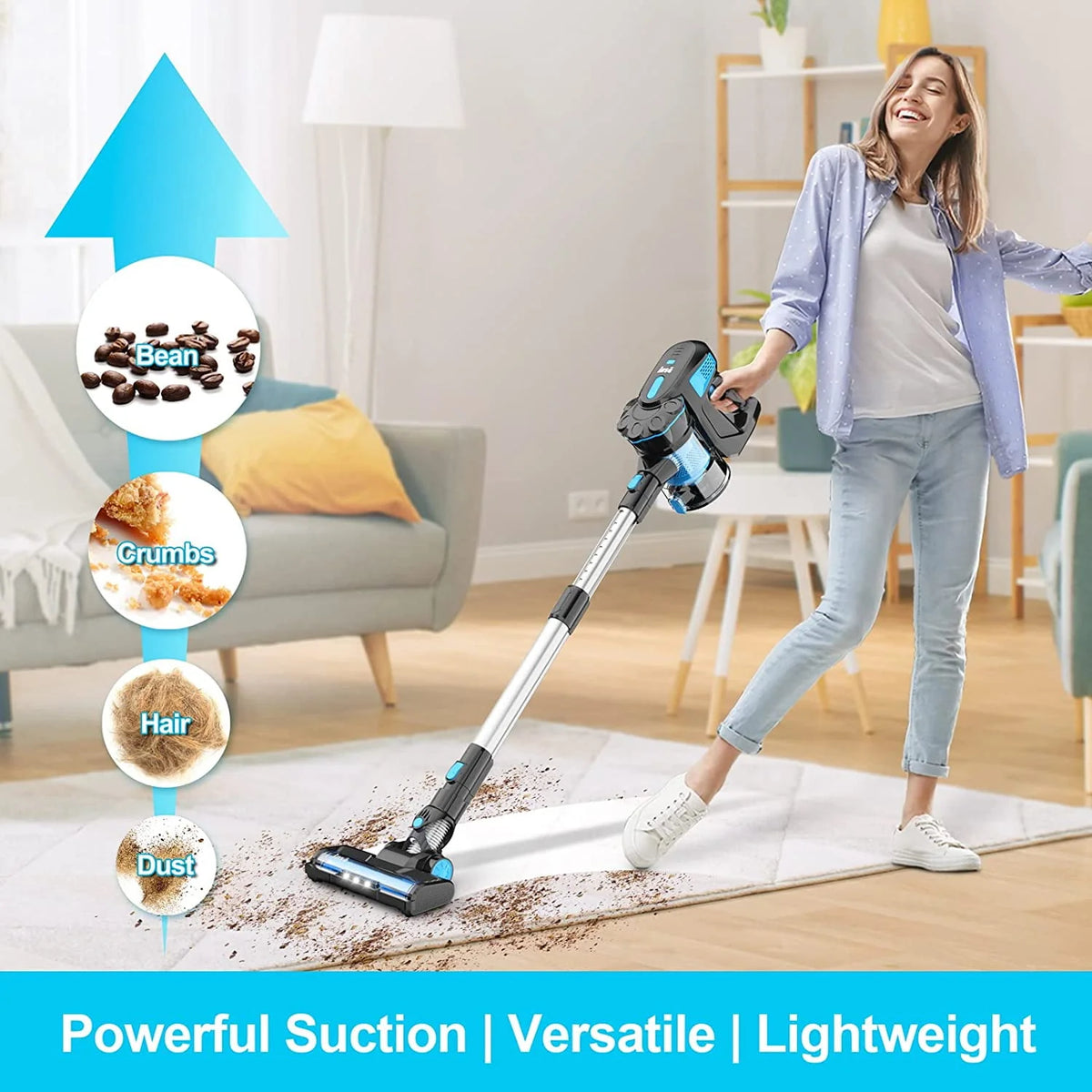 Cordless Stick Vacuum 20KPa 6-in-1 Blue W9633