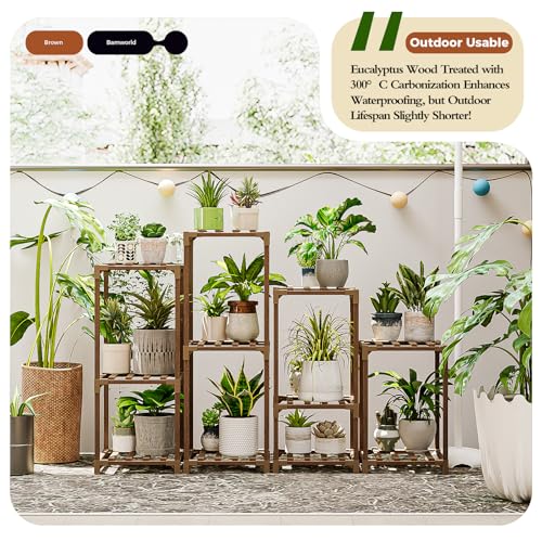 4 Sets Wooden Plant Stands K6650
