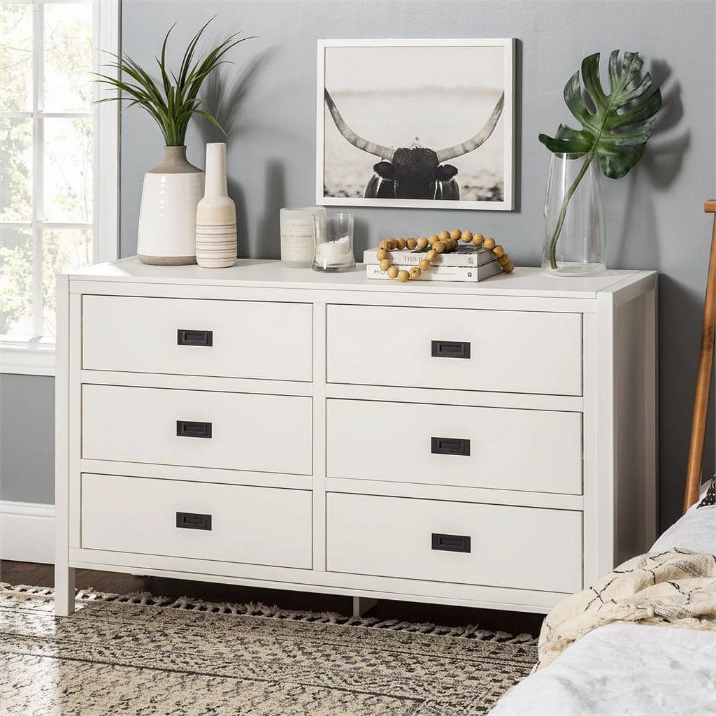 White 6-Drawer Solid Wood Dresser B8897
