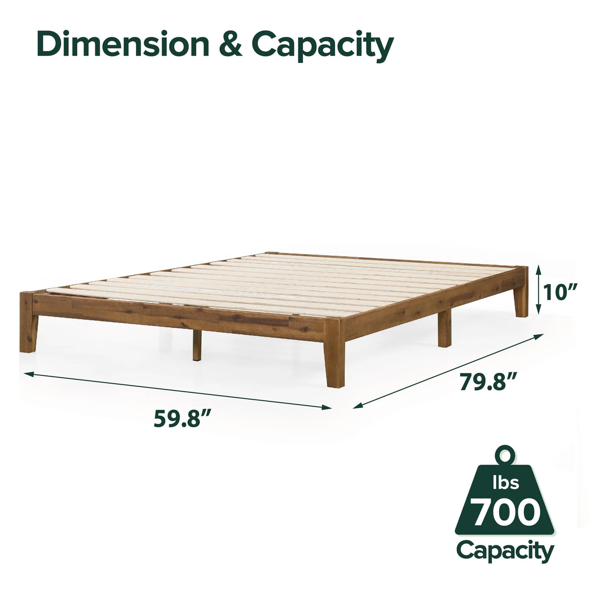 10" Wood Platform Bed Frame, Queen P30126