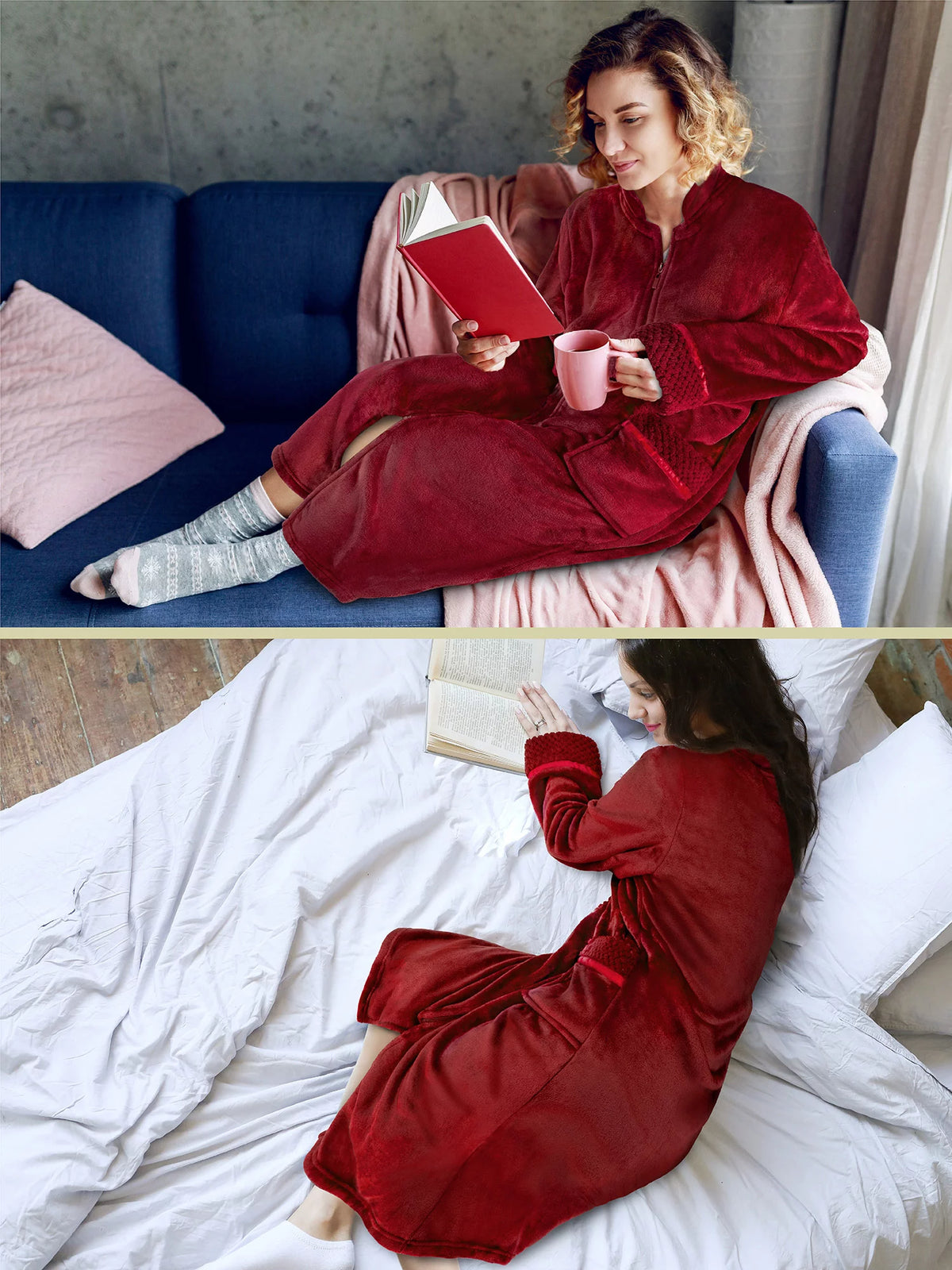 Fleece Zip Up Front Robe U63965