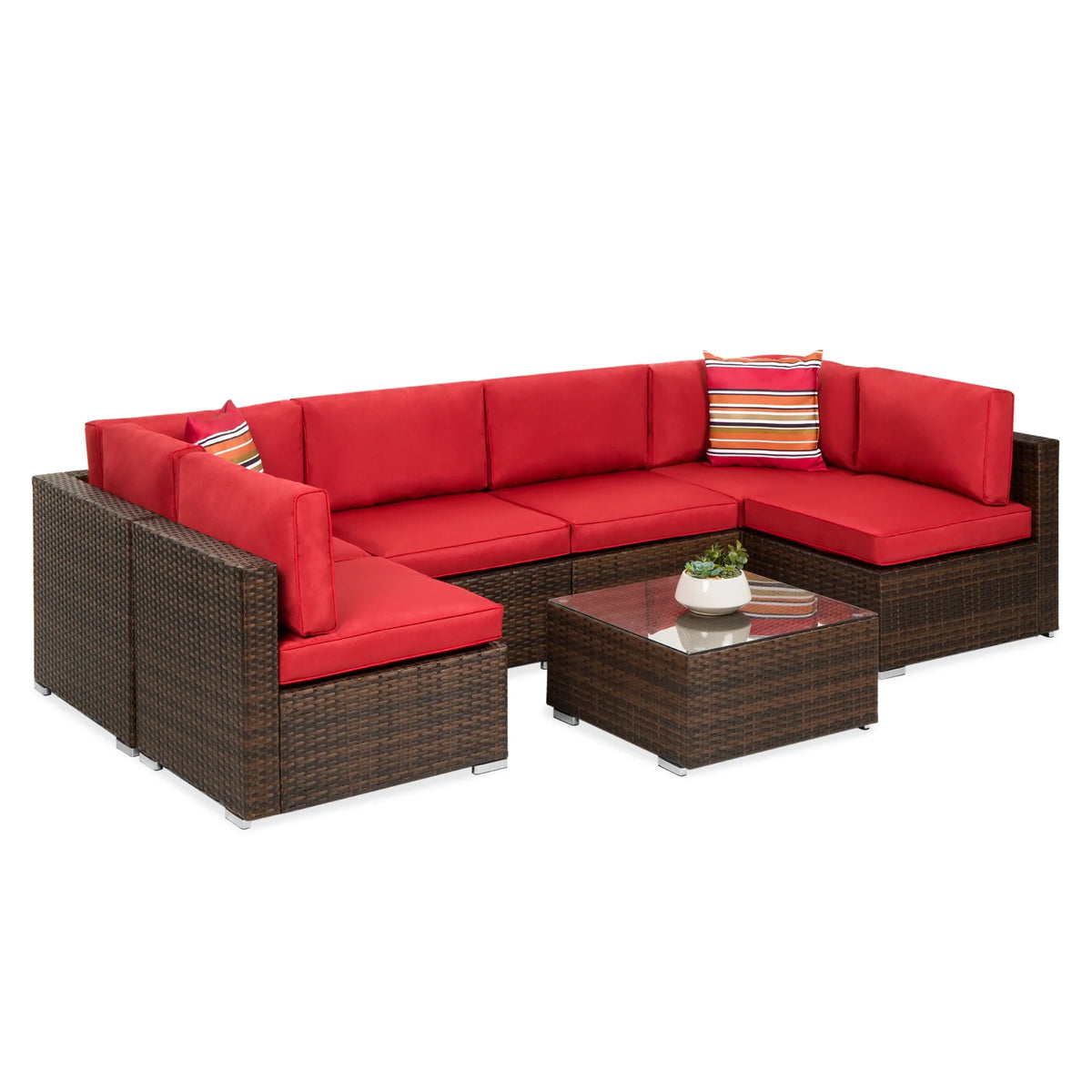 7 Piece Gray Wicker Sectional Set U691