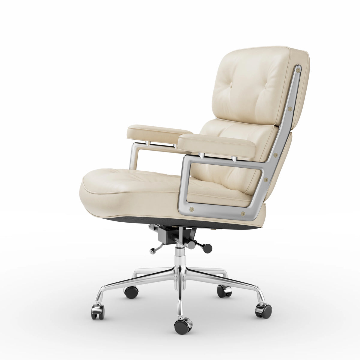 White Genuine Leather Office Chair I263798