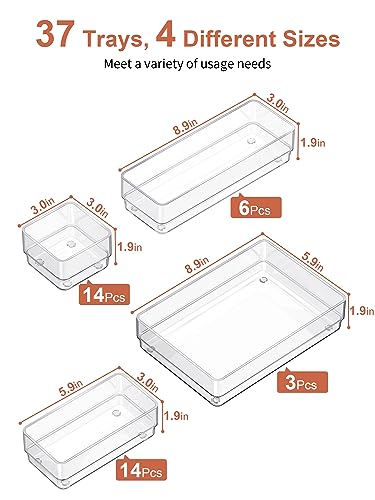 13-Piece Clear Drawer Organizer with Non-Slip Silicone Pads A6600