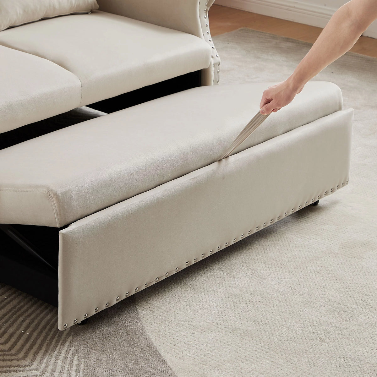 Velvet Convertible Sleeper Sofa Bed P311504