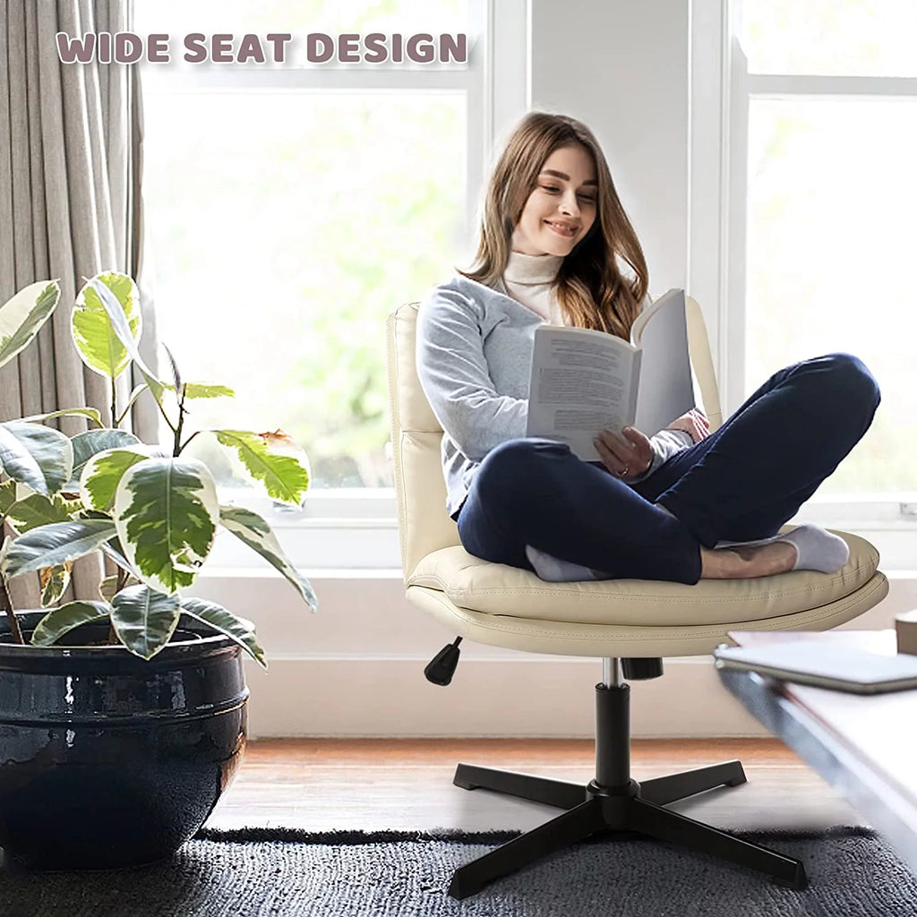 PU Leather Armless Office Desk Chair No Wheels S1727