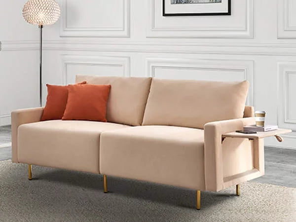 72.8" Linen Fabric 2-Seat Loveseat Sofa with Gold Metal Legs C6205