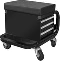 Rolling Tool Chest with 3 Drawers and Wheels, Mechanic Stool Creeper Seat H322