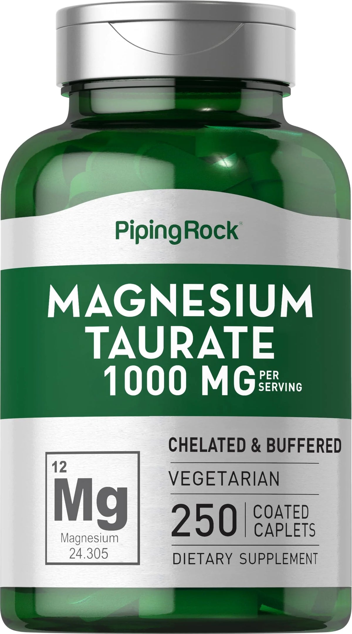 Magnesium Taurate 1000mg 250 Caplets Vegetarian Non-GMO Gluten Free Supplement M3581