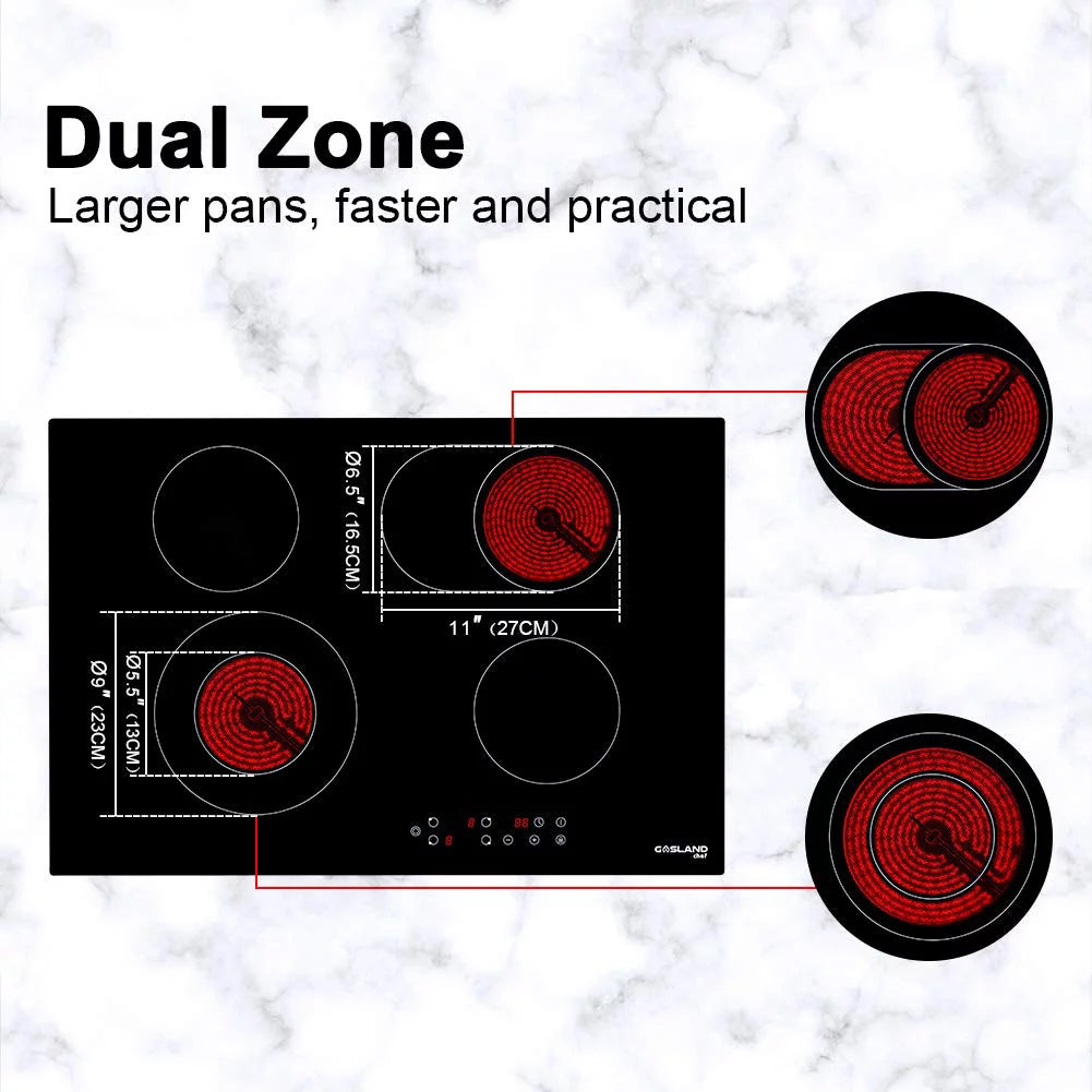 30 Built-in Electric Cooktop, 4 Burners Ceramic Glass E69797